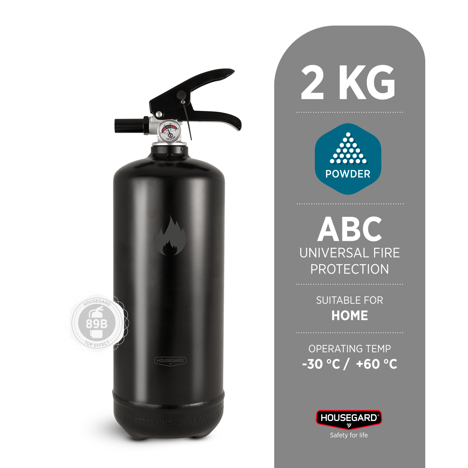 Housegard design pulverslukker - 2 kg, sort