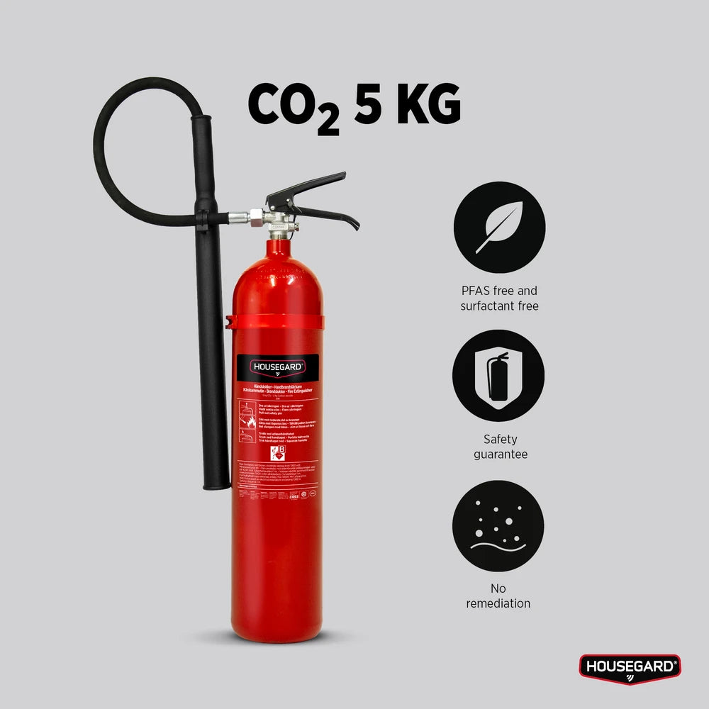 Housegard 5 kg kuldioxidslukker (CO₂), rød – K5TGX