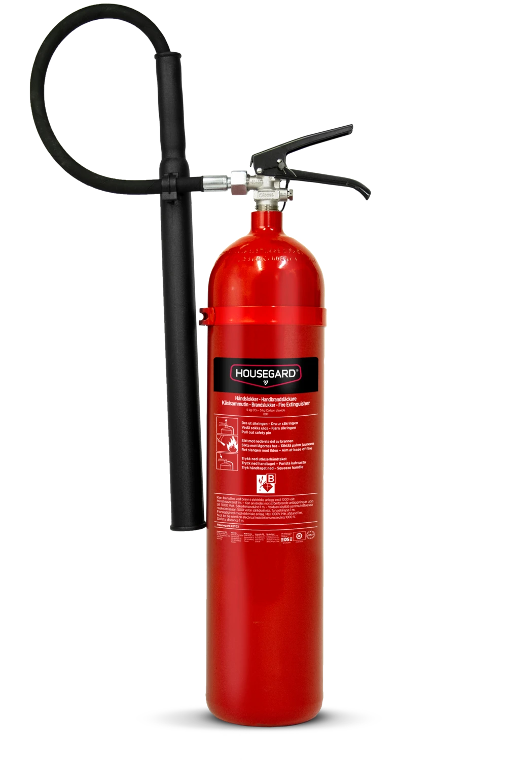Housegard 5 kg kuldioxidslukker (CO₂), rød – K5TGX