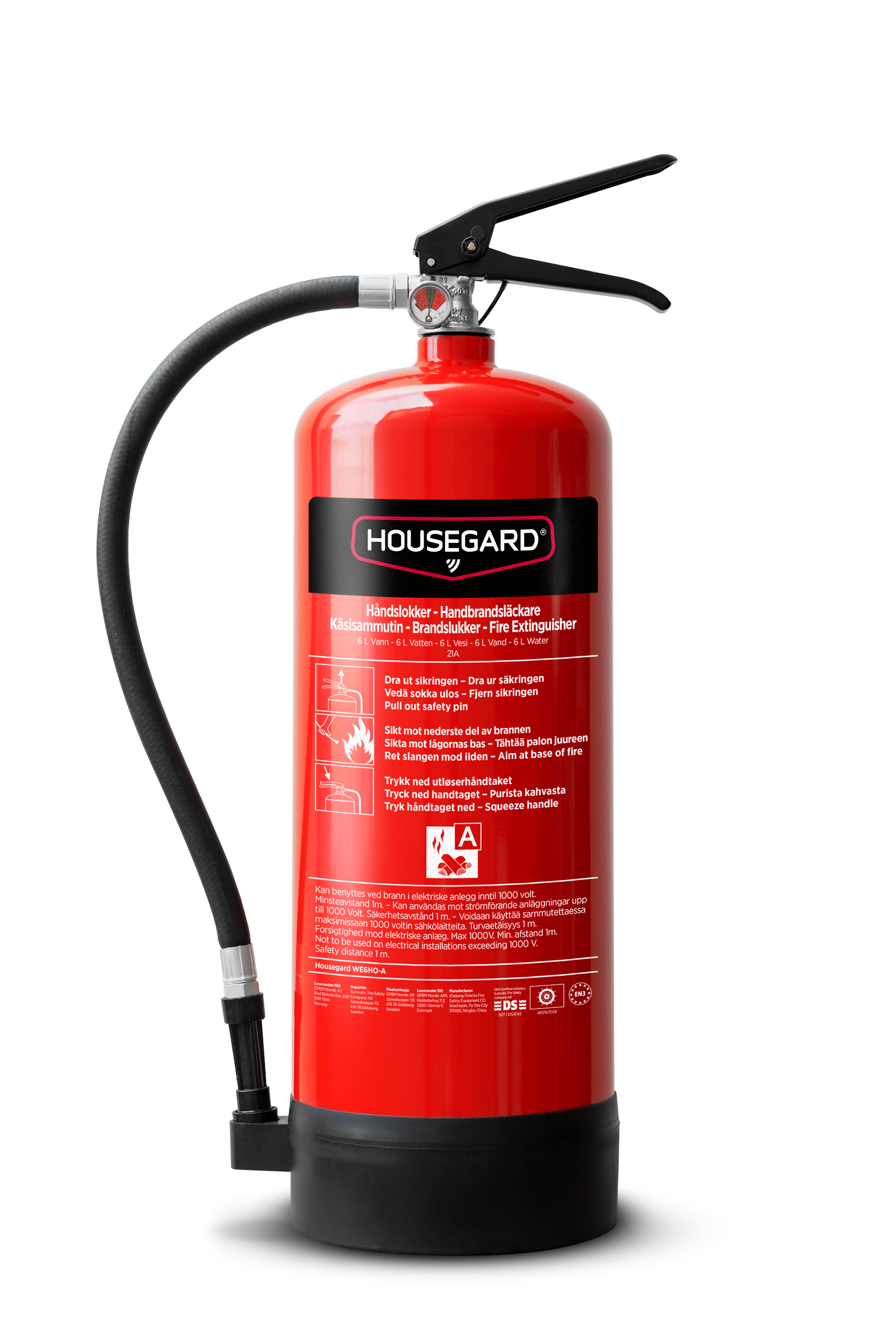 Housegard vandslukker 6L, rød