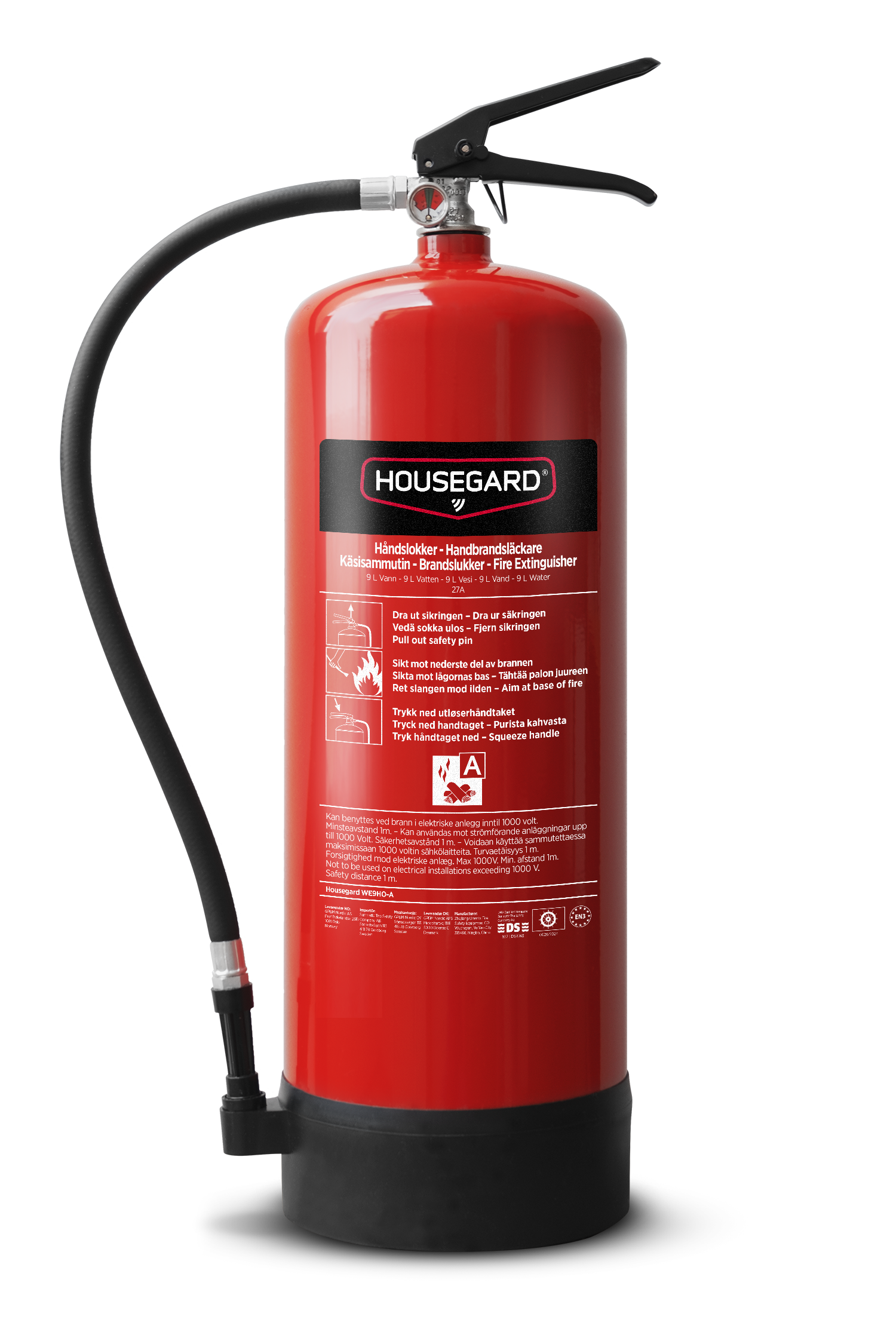 Housegard vandslukker 9L, rød
