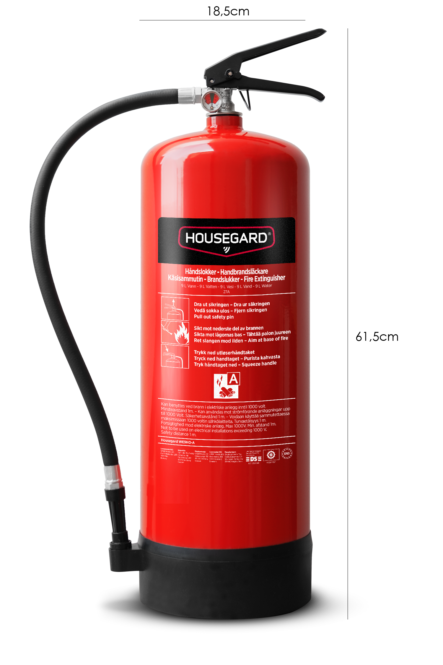 Housegard vandslukker 9L, rød