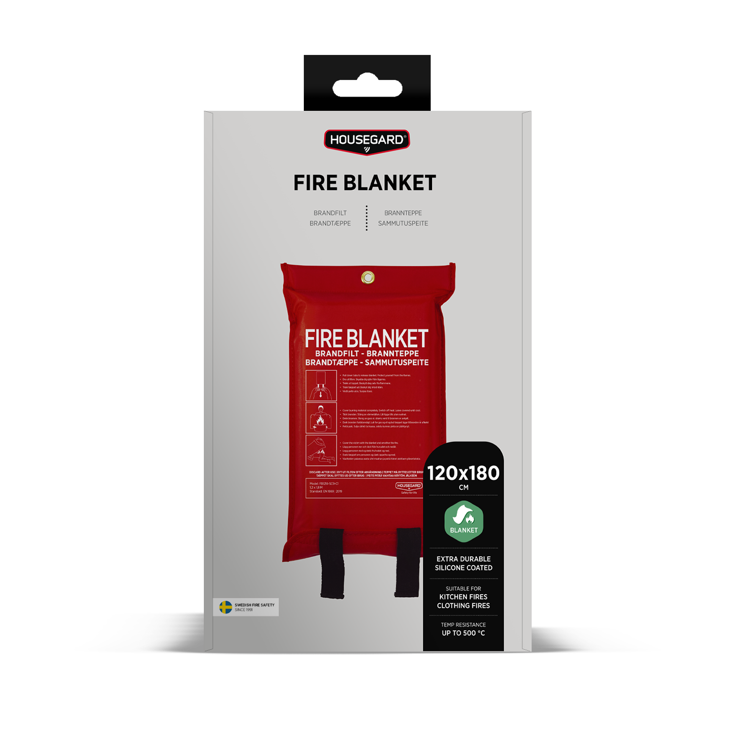 Housegard brandtæppe, 120x180 cm, rød