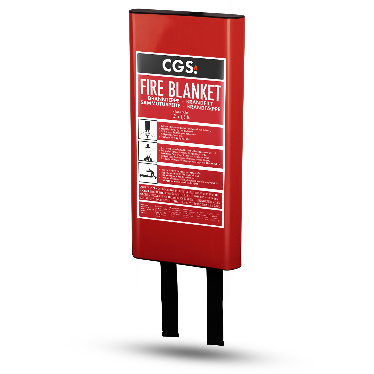 CGS brandtæppe, 120x180 cm, rød, silikonbelæg